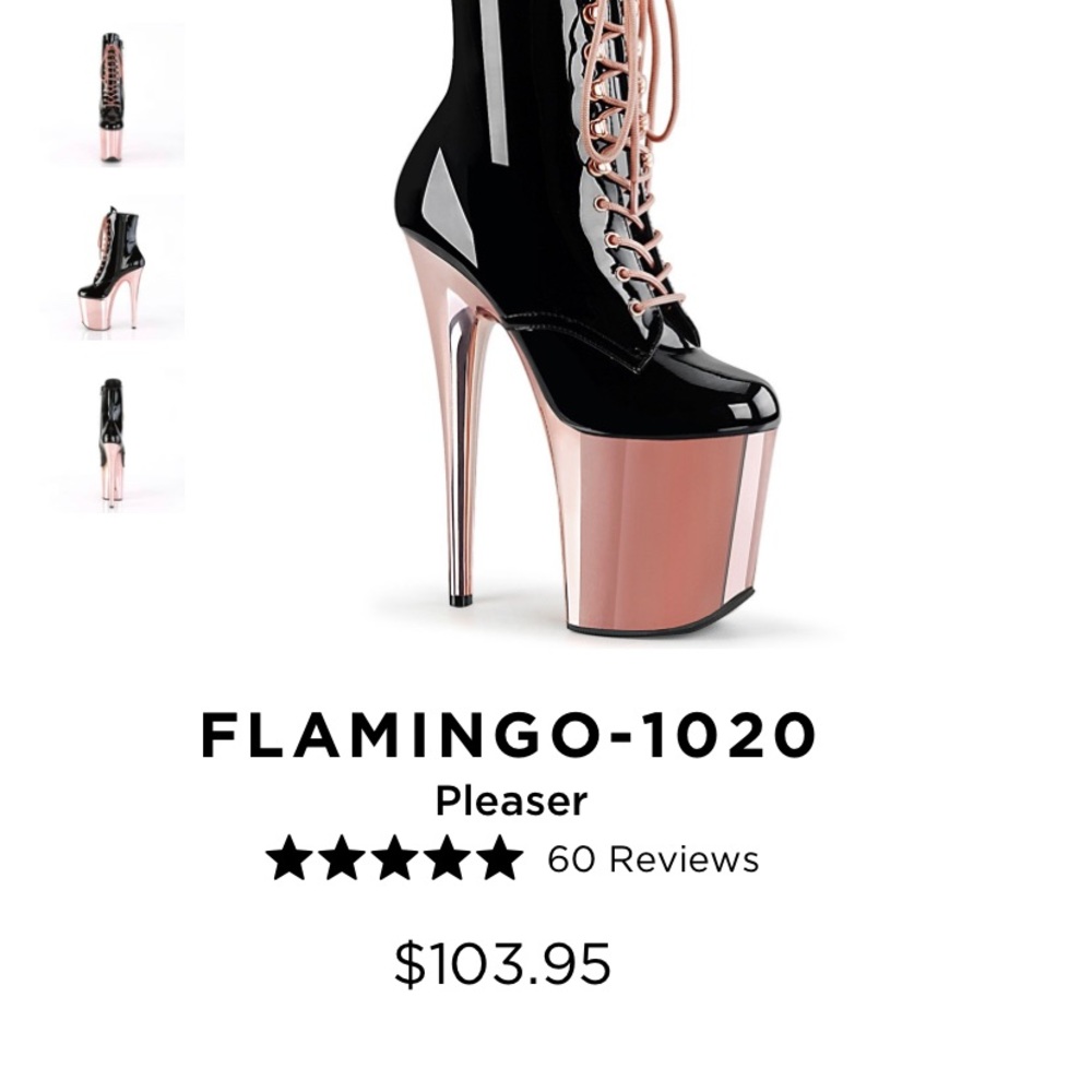 Pleaser Flamingo 1020 patent leather rose gold
